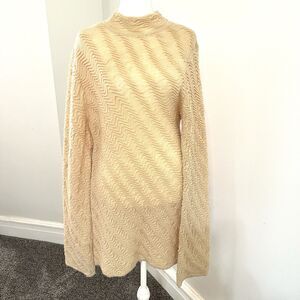 Sundance Tunic Sweater Womens Medium Lightweight Textured Long Sleeve Wool Blend